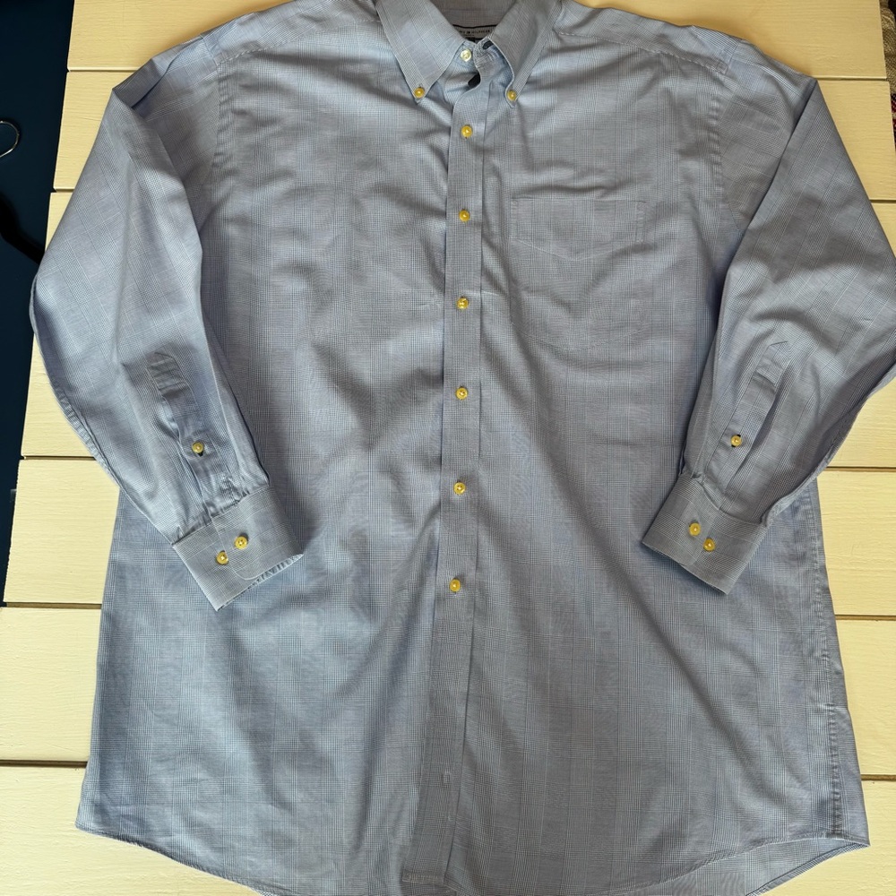 Tommy Hilfiger Light Blue Patterned Button-Down Dress Shirt